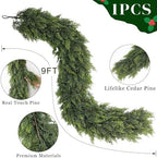 1PCS 9FT Lifelike Touch Artificial Cedar Garland for Mantle Christmas Decor - Image 5