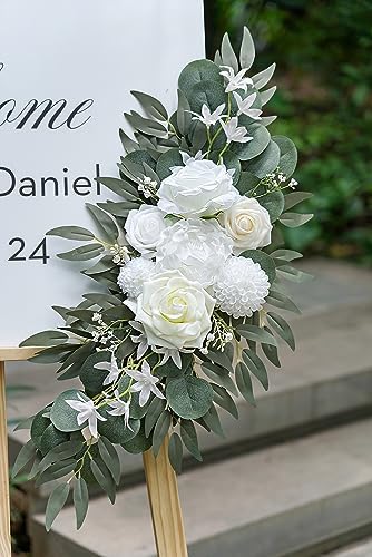 Olalaka Artificial White Wedding Arch Flowers Set of 2 - Image 5