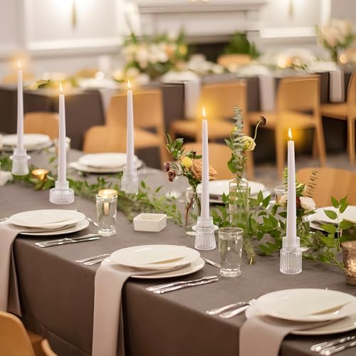 12 Pcs Glass Candlestick Holders Taper Candle Holders for Table Centerpieces, Wedding Decor and Dinner Party, Clear - Image 2