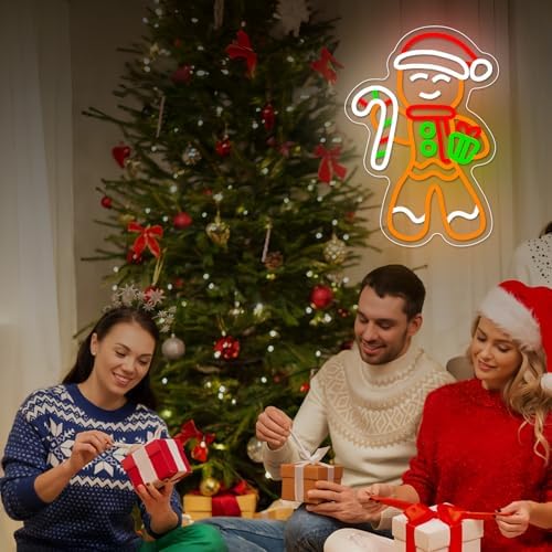 Gingerbread Man Neon Sign Dimmable Christmas Neon Light For Wall Room Decor Christmas Led Sign For Bedroom Living Room Home christmas Decor Gift Party Decorations - Image 3