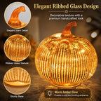 Gold Mercury Glass Pumpkin Light with 2 Lighting Modes and 6-Hour Timer, 5.5 x 6 Inch Battery Operated Fall Decor for Thanksgiving and Christmas Table Centerpiece - Image 6