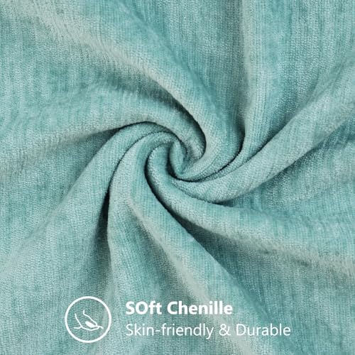 decorUhome Soft Chenille Aqua Haze Throw Pillow Covers 24X24 Set of 2 - Image 5