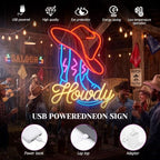 Zhengmy Howdy Neon Sign, USB Powered Cowboy Boot LED Wall Decor - Image 4