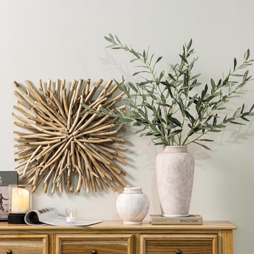 Ceramic Flower Vase, Large Rustic Vase Farmhouse Decorative Tall Vase Floral Pottery Vases for Home Decor Table Living Room Entryway Mantel Bedroom Bathroom Kitchen - 12" D - Image 6
