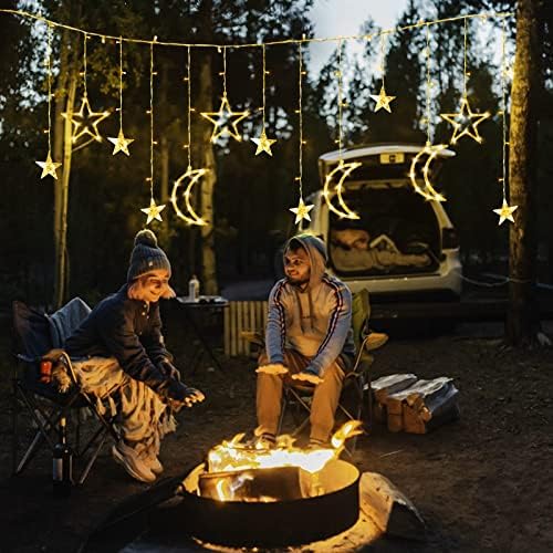 Moon and Stars Decor Curtain Lights, 11.5ft String Lights for Bedroom, Christmas, Ramadan Decor, Indoor LED Fairy Twinkle Light, Battery Operated or USB Plug-in (Warm Yellow + Remote) - Image 6