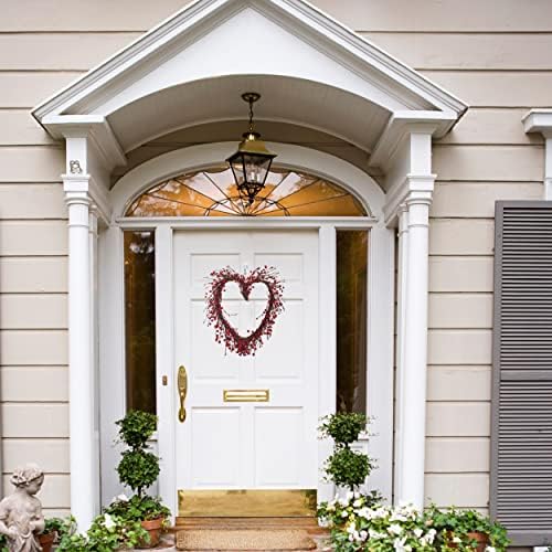 4E's Novelty Valentines Day Wreath - 15" Heart Grapevine Wreath with Red Berries for Valentines Day Indoor Outdoor Decorations - Image 2