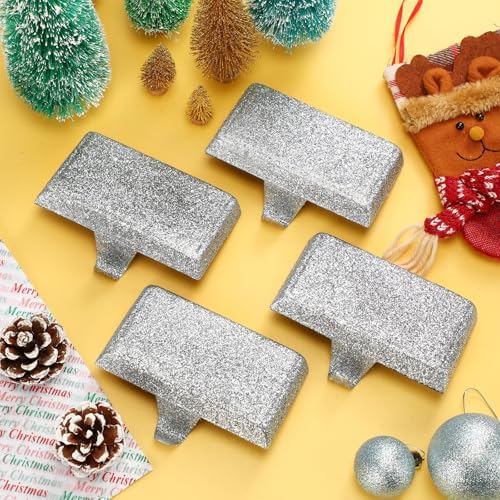 Huwena 6 Pcs Metal Christmas Stocking Holders Shiny, Silver - Image 4