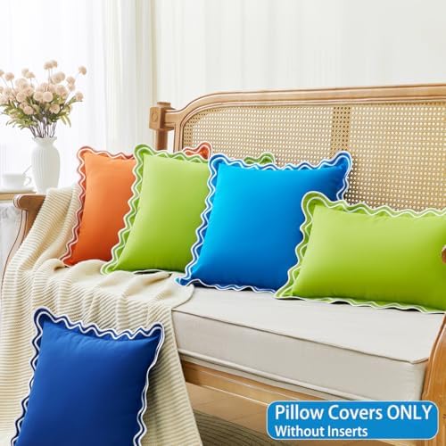 JOJOGOGO Light Blue Scalloped Outdoor Throw Pillow Covers 18x18 Set of 2 - Image 6