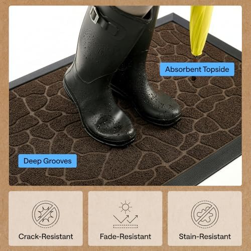 GORILLA GRIP WeatherMAX Door Mat, Indoor Outdoor, 47x35, Dark Brown Pebble - Image 6