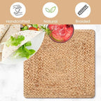 Jute Braided Placemats Set of 4-100% Jute Nonslip 14x14 inch Square Farmhouse Vintage Placemats for Dining Table - Perfect for Indoor Outdoor Natural Jute Placemats - Image 3