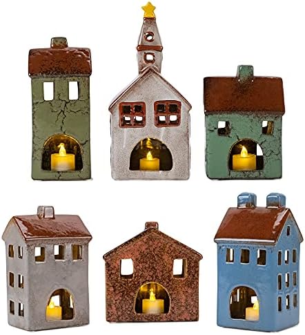 Mark Feldstein Village Houses & Church LED Tea Light Figurines, 12 Pc - Image 4