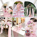 12 Pack Light Pink Table Runner Cheesecloth, Summer Rustic Sheer Gauze Table Runner 35x120 Inch for Wedding Baby Shower Bridal Shower Party Home Decorations - Image 5