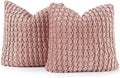Pillow Covers 24x24 Set of 2 Velvet Euro Shams Decorative Farmhouse Pillowcases Boho Square Cushion Covers Soft Bubble Texture for Couch Sofa Bed Bedroom Car Living Room,Pink by COCOPLOCEUS
