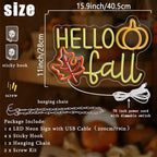 Hello Fall Neon Sign Dimmable Autumn Neon Led Lights with Maple Leaf - Image 2