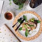 6 Pack 13.8" Woven Placemats, Natural Hand-Woven Water Hyacinth Placemats, Round Braided Rattan Tablemats for Dining Table, Large Weave Round Place Mats Heat Resistant Non-Slip Table Mats, 13.8 Inch - Image 2