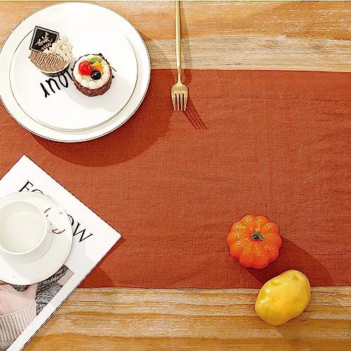 Linen Table Runner 14X72 Inches,100% French Linen Rust Tablerunner,Machine Washable Dining Table Runner for Fall,Wedding,Party,Halloween,Christmas(Rust) - Image 4