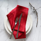 Linen Napkins Red Set of 4, Embroidered Dot and Hemstitch, 18 x 18 Inch - Image 2