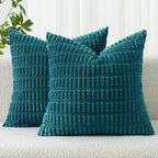 MIULEE Euro Sham Corduroy Decorative Throw Pillow Covers 24x24 Teal by MIULEE