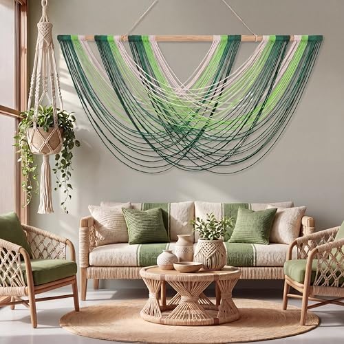 Tiamon Boho Wall Decor - 59''W x 35.4'' L Macrame Wall Hanging Dip-Dye Large Tapestry Art for Home Bathroom Farmhouse Bedroom Living Room Office Natural Modern Rustic Decoration by Tiamon