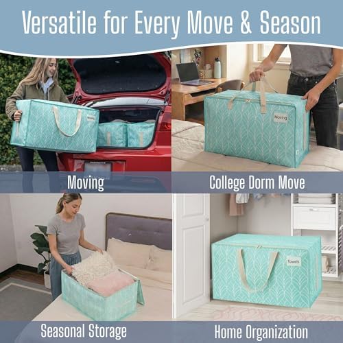 VENO 6 Pack Extra Large Heavy Duty Moving Bags with Wide Opening & Reinforced Handles, Reusable Storage Tote Bags with Strong Zippers for Clothes, College Dorm Essentials & Moving Supplies - Image 6