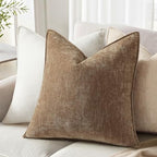 decorUhome Chenille Brown Velvet Throw Pillow Covers 24x24 Set of 2 - Image 3