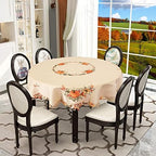 Simhomsen Large Embroidered Fall Autumn Harvest Pumpkins Tablecloth for Thanksgiving (Round 90 inches) - Image 4