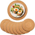 8 Pack 13'' Autumn Rattan Placemats Brown Round Natural Rattan Placemats Heat Resistant Boho Farmhouse Hand Woven Plates Chargers for Dinner Plates Home Wedding Table Mats Decorations by Gandeer