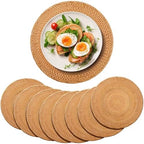 8 Pack 13'' Autumn Rattan Placemats Brown Round Natural Rattan Placemats Heat Resistant Boho Farmhouse Hand Woven Plates Chargers for Dinner Plates Home Wedding Table Mats Decorations by Gandeer