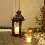 Lanterns Decorative Indoor&Outdoor, 14.4'' Large Black Square Hanging Lanterns, Vintage Metal Candle Holder for Outdoor Patio Front Door Porch Wedding Party Decor - Image 2
