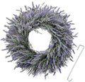 24 Inch Spring Wreaths for Front Door, Artificial Lavender Wreath with Welcome Sign and Hanger, Purple, for Spring, Summer, Autumn, Winter, Indoors, Outdoors, Corridors, Offices by Huadanbor