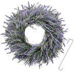 24 Inch Spring Wreaths for Front Door, Artificial Lavender Wreath with Welcome Sign and Hanger, Purple, for Spring, Summer, Autumn, Winter, Indoors, Outdoors, Corridors, Offices by Huadanbor