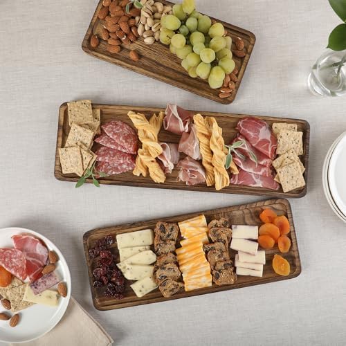 Gibson Home Truss Peak 3 Tier Serving Tray for Party, 18" Acacia Wood Cupcake/Charcuterie/Dessert Farmhouse Tiered Platters with Collapsible Wood Rack - Image 6
