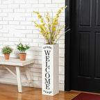 Glitzhome Sets 2 Wooden Welcome Porch Sign, Rustic Double Sided Box-shaped "WELCOME, PORCH" Porch Sign for Front Porch Decor, White, 30"H - Image 5