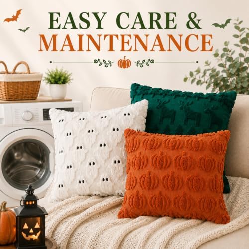 Irenare 6 Pcs Fall Throw Pillow Covers 18x18 Inch, Halloween Thanksgiving - Image 6