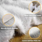 iMucci Christmas Tree Skirt 2025 Update 36 inch Wool Fur White Tree Skirt Small Snowy White Plush Velvet Tree Skirt Party Christmas Tree Decoration - Image 2
