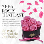 GLAMOUR BOUTIQUE Preserved Flowers, 7 Forever Pink Roses in Heart Gift Box - Image 2