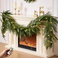 9 FT 2Pcs Prelit Realistic Faux Pine Cedar Garland for Christmas Decor Home by KIWDY