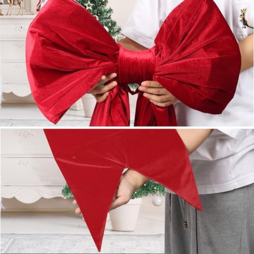 Large Velvet Bow 75x23 Inch Oversized Christmas Tree Topper (Red) - Image 5