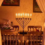 Vintiquewise 9-Branch Rambam-Style Hanukkah Menorah Mid-Century Modern Decorative Accent Traditional Celebration Display and Festive Lighting Centerpiece Ideal for Tables Mantels and Shelves, Black - Image 3