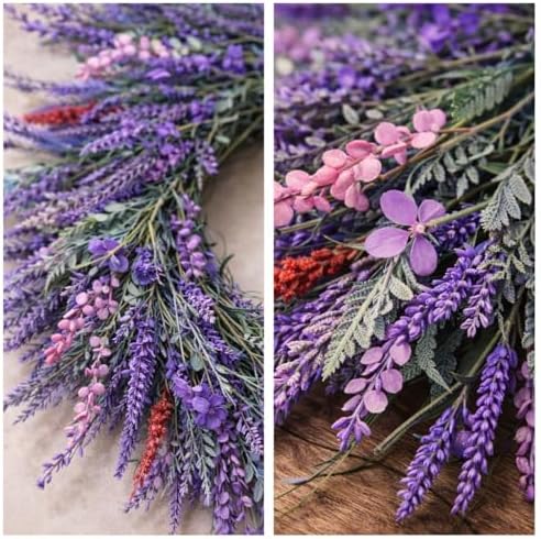 22-Inch Lavender Wreath for Front Door with Built-in Hook - Image 6