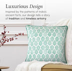 CPC Sea Green Block Print Throw Pillow Covers 18x18 Inch, Set of 2 - Image 4