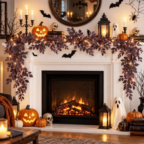 Plum Fall Garland, Fall Decorations for Home,Artificial Autumn Leaf Garland - Image 7