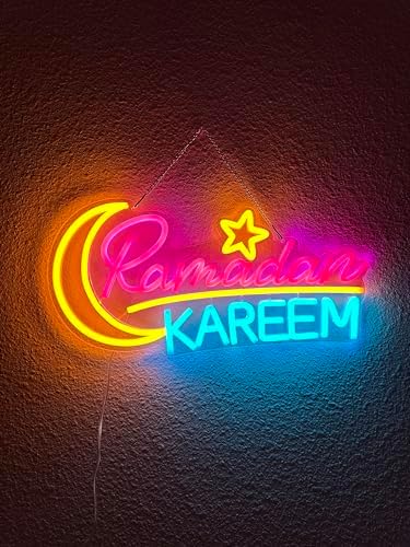 Islamic Holiday Decor Ramadan Kareem Colorful Neon Sign for Home, Office with Vibrant Lighting | Perfect to Any Ramadan Celebration, Eid, Hajj, New Year Gifting, Wedding Decorations by Unknown