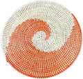 Senegal Placemats/African Bohemian Woven Seagrass Placemats/Natural Wicker Round Basket Placemats/Decorative Hanging Wicker Plates/Hanging Wall Decor (Orange & White) by Handmade