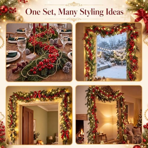 Retrowavy Christmas Mirror Garland Cedar Decor 6.56ft, Cool Tone, 6 Pcs - Image 6