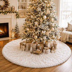 YEAHOME Christmas Tree Skirt, 60” Large White Tree Skirts with Soft Faux Fur Plush for Christmas Tree Decorations, White Christmas Tree Skirts Xmas Decorations for Indoor Holiday Party Decor - Image 5