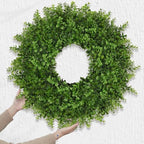 26 Inch Large Boxwoods Wreaths for Front Door Artificial Green Leaves Greenery Indoor Outdoor Wreath Home Decor Porch Window Wall Farmhouse Door Decorations Spring Summer Fall All Seasons - Image 5