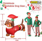 5 Feet Long Christmas Inflatable Dachshund Dog Yard Decoration Giant Build-in Lighted Inflatable Christmas Dog Pets Garden Lawn Yard Decor with Built in Fan and Anchor Ropes - Image 4