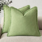 Foindtower Decorative Linen Fringe Throw Pillow Covers 18×18 Lime Green by Foindtower