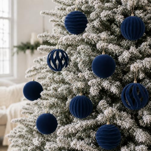 4In Velvet Ornaments for Christmas Tree, 9pcs Large Christmas Ornaments Set - Image 5